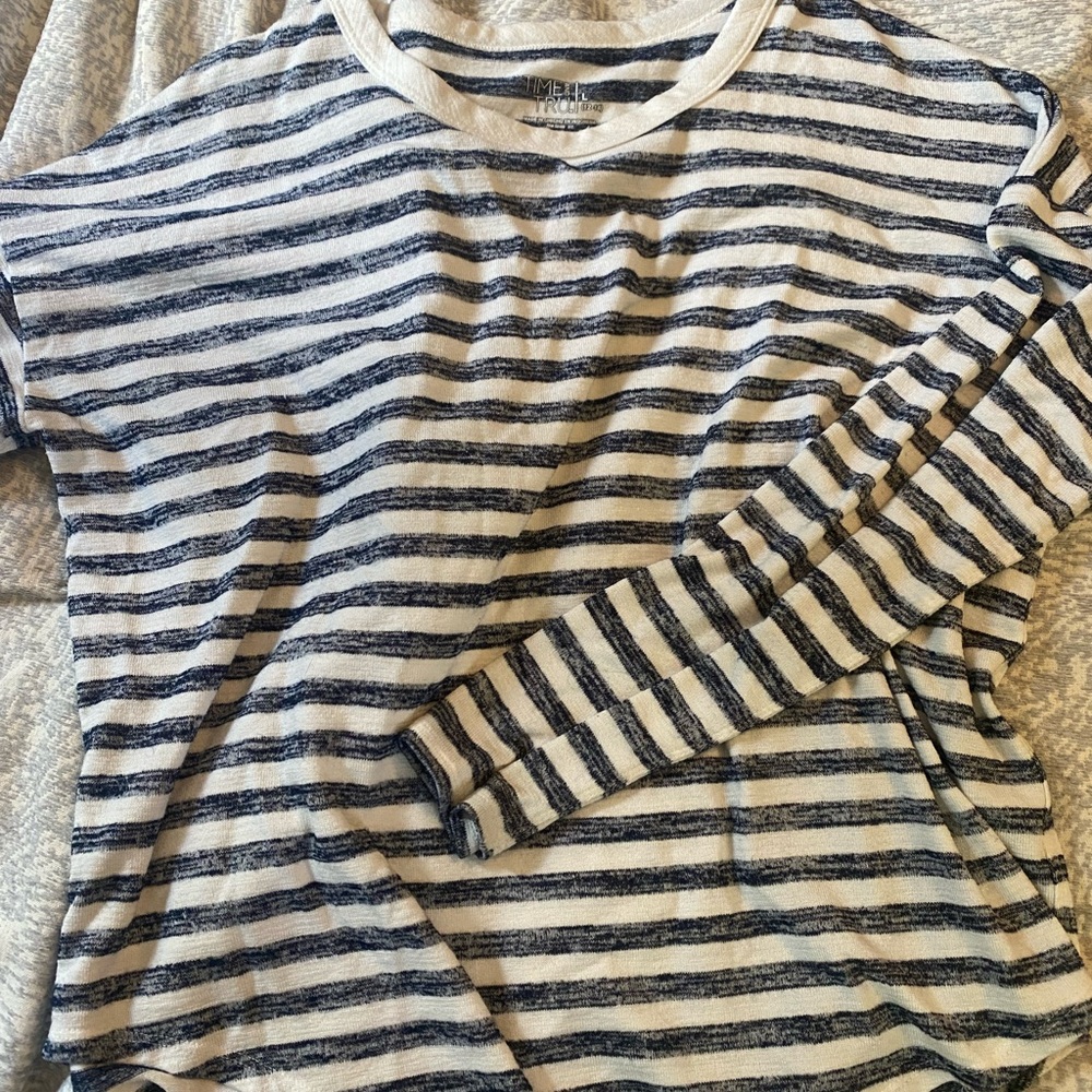 Navy and White Striped Top